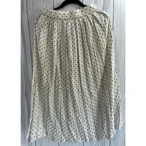 Vintage Melrose Pleated Dotted Maxi Skirt Womens Size 12 Black & White USA